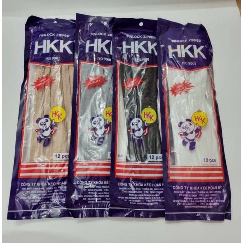 dây kéo khoá quần 18cm hkk gấu xanh