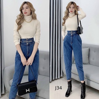 QUẦN BAGGY JEAN NỮ THỜI TRANG RÁCH 2 VỆT