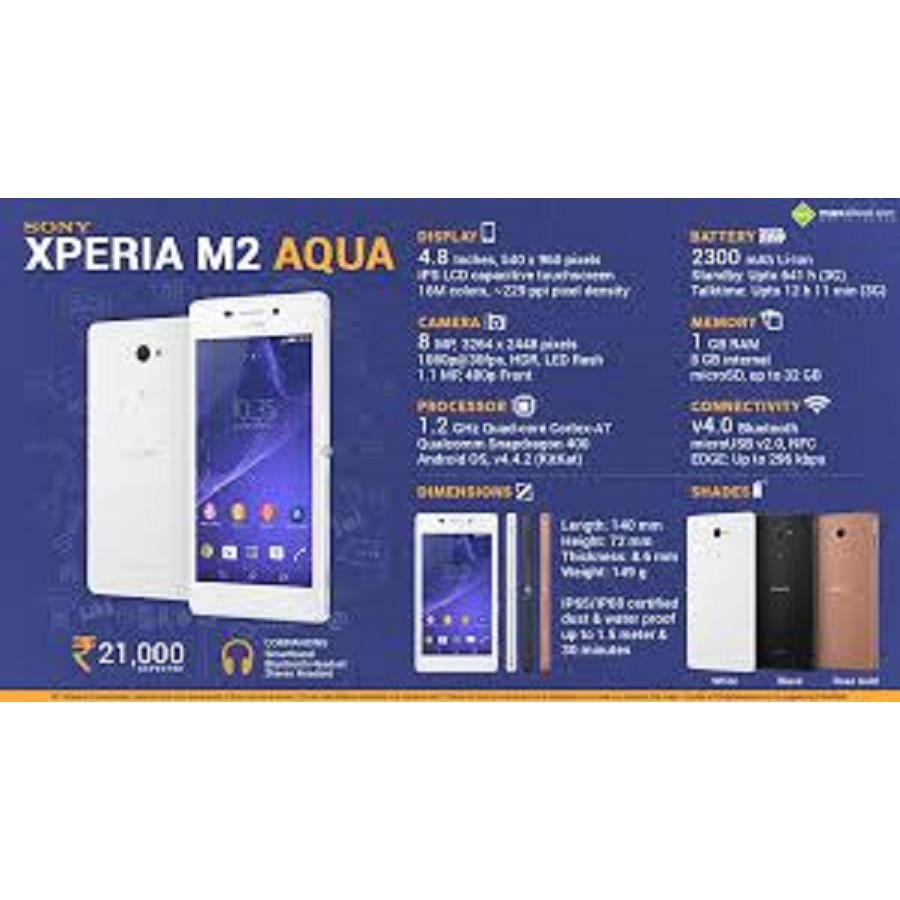 Điện thoại Sony M2 - Sony Xperia M2 aqua mới Chính Hãng, chơi Tiktok Zalo Fb Youtube mượt