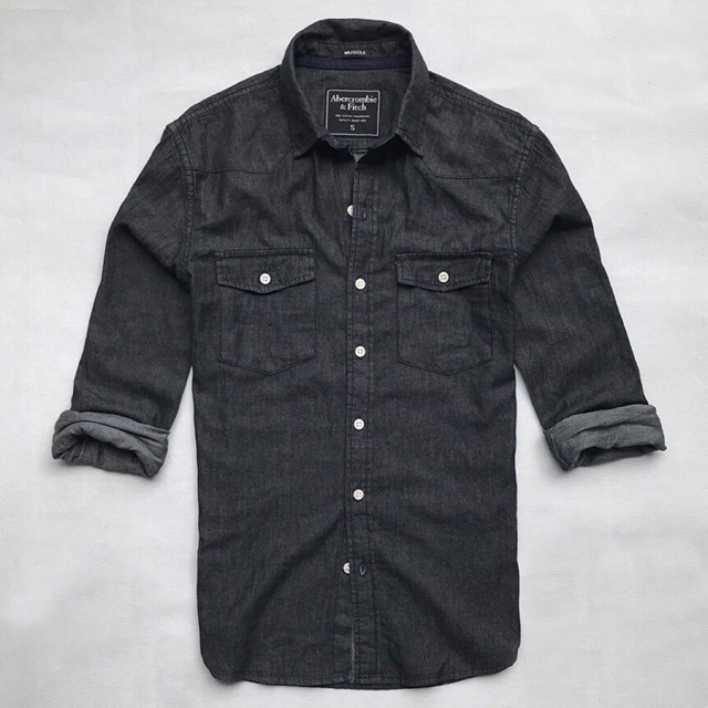 Sơ Mi Denim Đen 2 túi