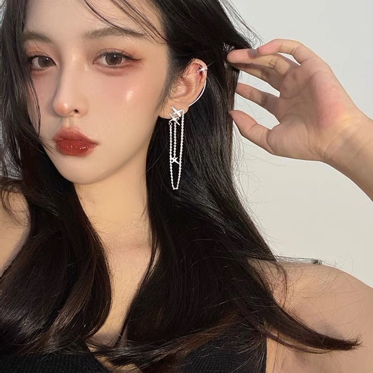 Khuyên kẹp vành tai đính đá zircon lấp lánh kiểu dáng sang trọng