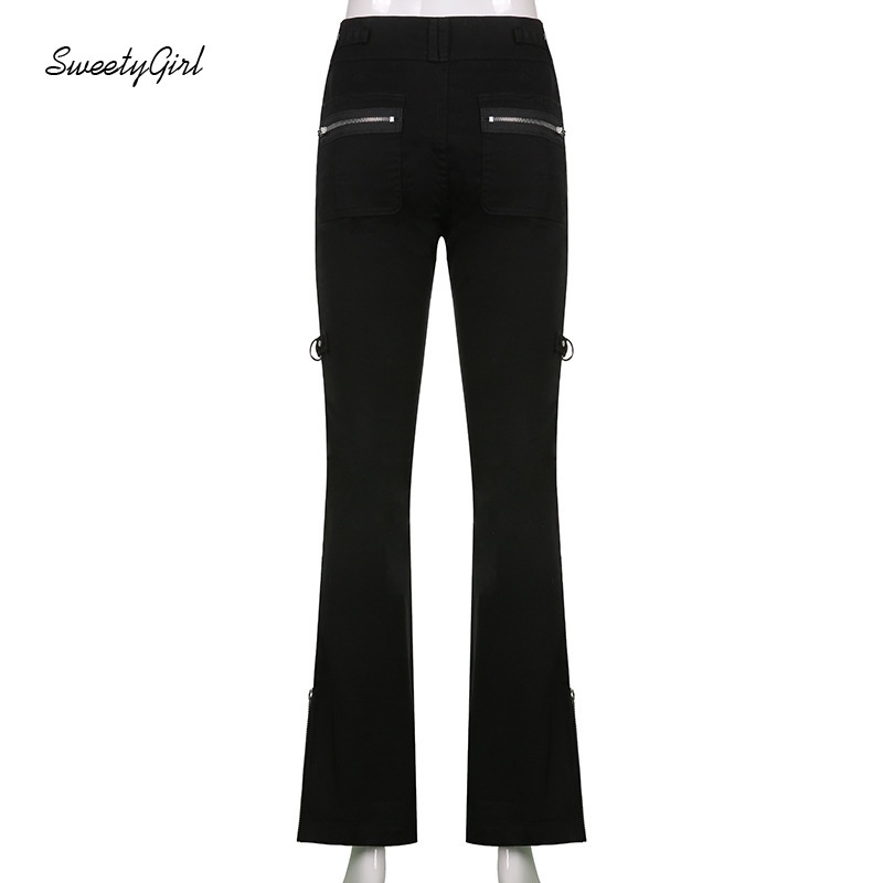 Quần Jean Dài Ống Rộng Lưng Thấp Màu Trơn Đính Nút Thời Trang 2022 Y2k Cho Nữ