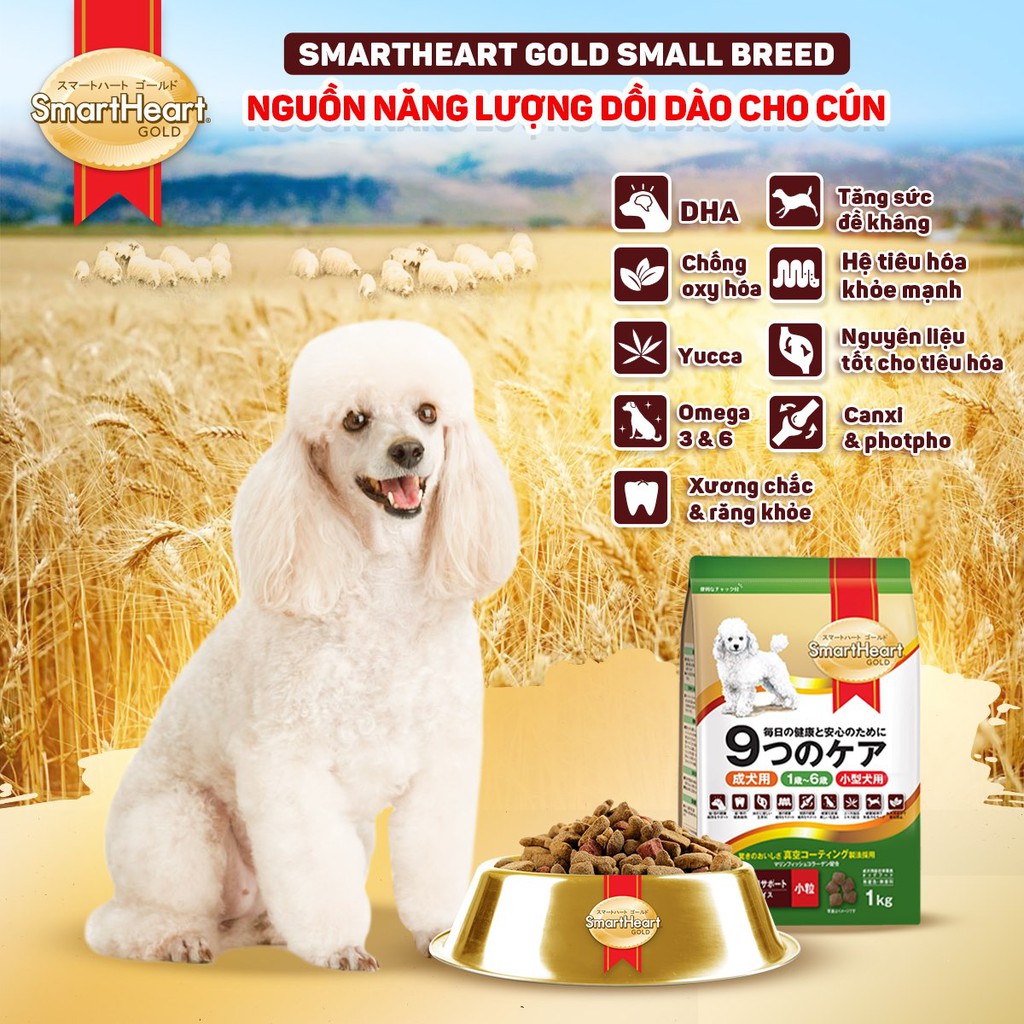 Thức Ăn Hạt Cho Chó Giống Nhỏ SmartHeart Gold 1Kg - Miki Petshop