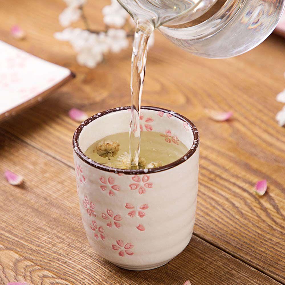 Tách Uống Trà Bằng Gốm Sứ Họa Tiết Hoa Anh Đào Phong Cách Nhật Bản