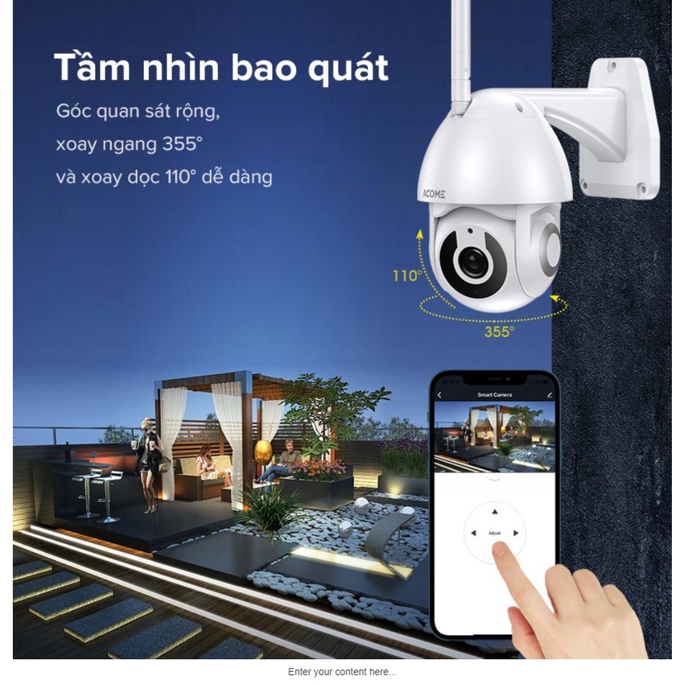 Camera ngoài trời ACOME APC02,kết nối wifi ,độ phân giải 1080P.bảo hành khi mua hàng tại shop