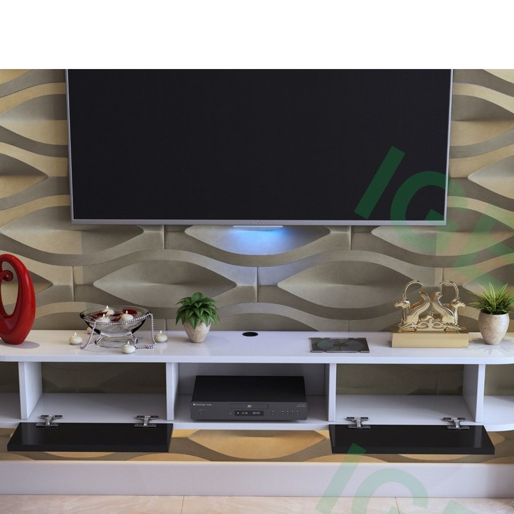 Kệ TV, kệ treo tường có ngăn màu đen, đa năng, thân thiện môi trường, an toàn sức khỏe - GP40