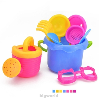 9pcs/Set Toy Set Beach Colorful Funnel Gifts Glasses Kettle Plastic Seaside Simulation Random Color