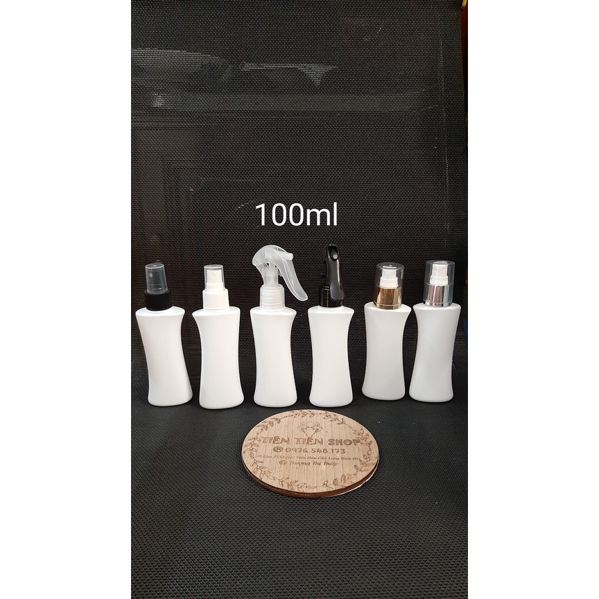 Chai nhựa trắng eo HDPE 100ml đầu xịt phun sương