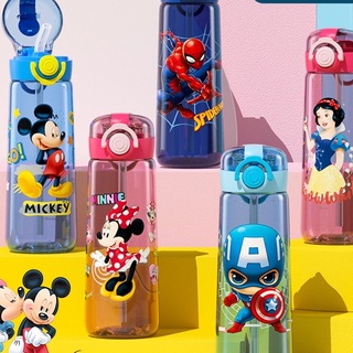 Bình Nước 500ML Bằng Nhựa Họa Tiết Marvel Spiderman Captain America Mickey Minnie