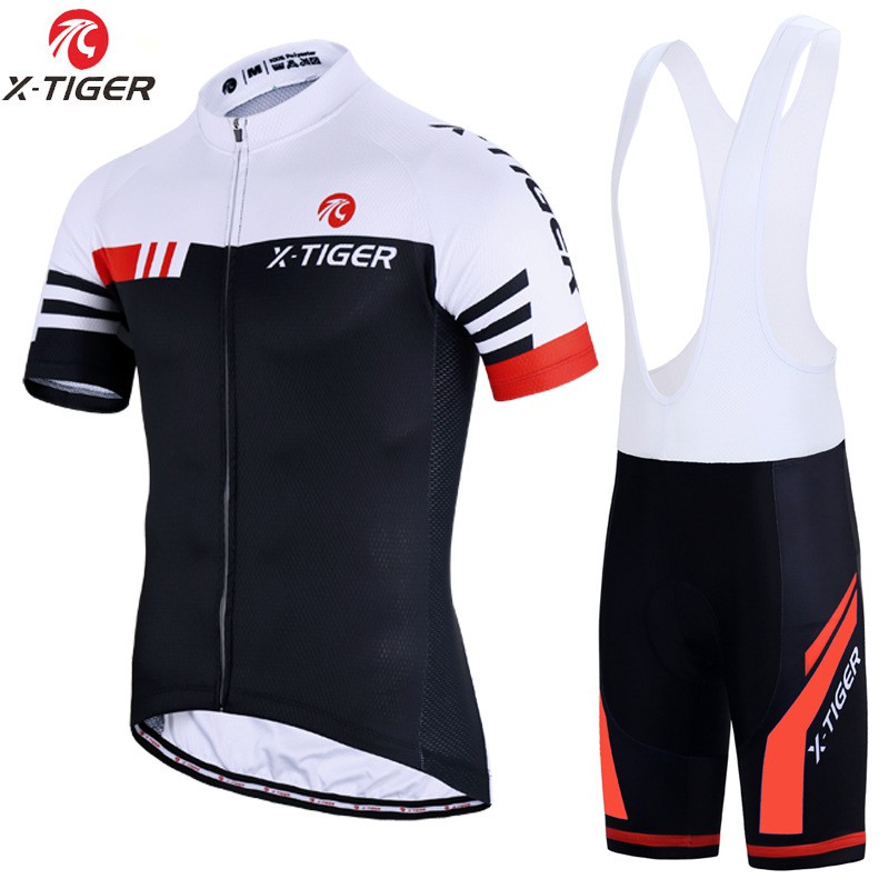 X Tiger Bộ quần áo ngắn tay đi xe đạp, đệm êm chống sốc gel 5D, nhanh khô thoáng mát