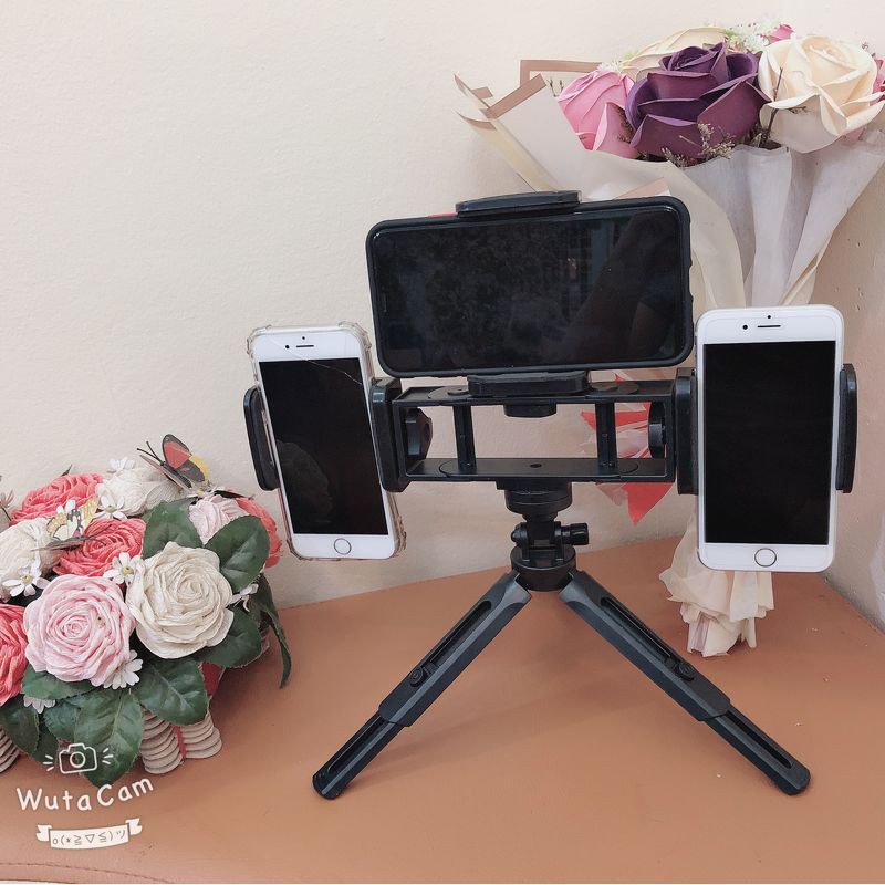 BỘ CHÂN ĐỠ LIVESTREAM + TRIPOD | Quay Video Cùng Lúc 3 Điện Thoại - Đế Giữ Siêu Chắn Chắn | Cam Kết Giống Mô Tả - 25001