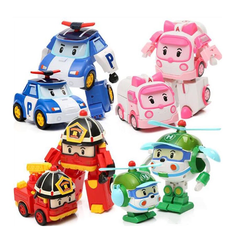 Bộ 6 xe ô tô đồ chơi Biệt đội Poli Robocar biến hình