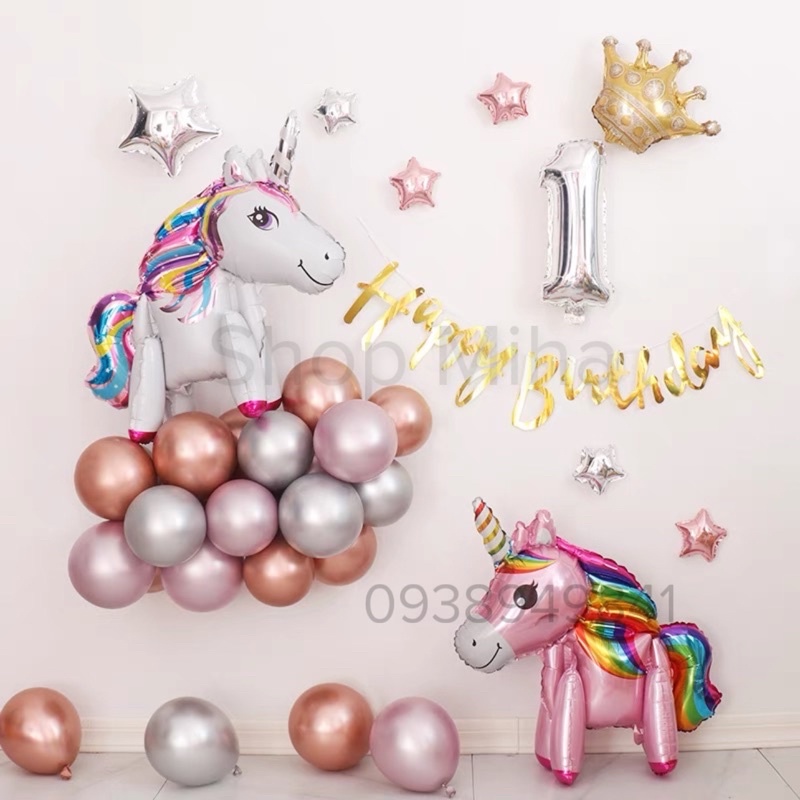 Trang trí sinh nhật cho bé gái thích ngựa pony, unicorn, kỳ lân, kitty