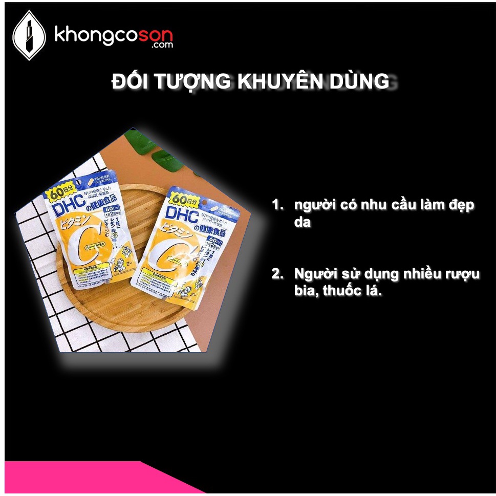 Viên Uống DHC Vitamin C Tăng Cường Sức Đề Kháng Chống Nắng Làm Đẹp Da Và Mờ Thâm Nhật Bản 30 và 90 Ngày - Khongcoson | Thế Giới Skin Care