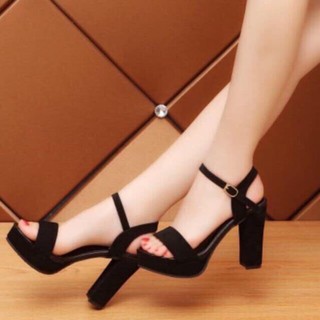 Giày cao gót đúp vuông 10p bản ngang hở gót