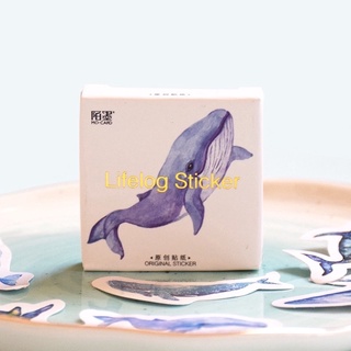 Hộp 45 Miếng Dán Sticker Cá Voi Trang Trí Sổ