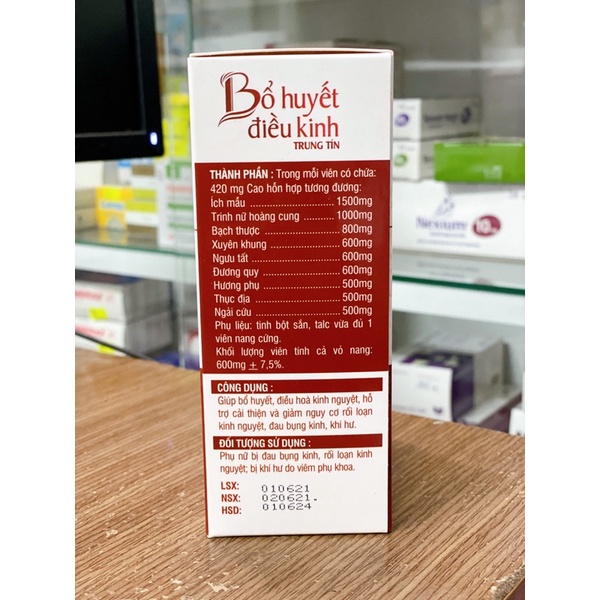 Bổ huyết điều kinh Trung Tín hộp 30 viên