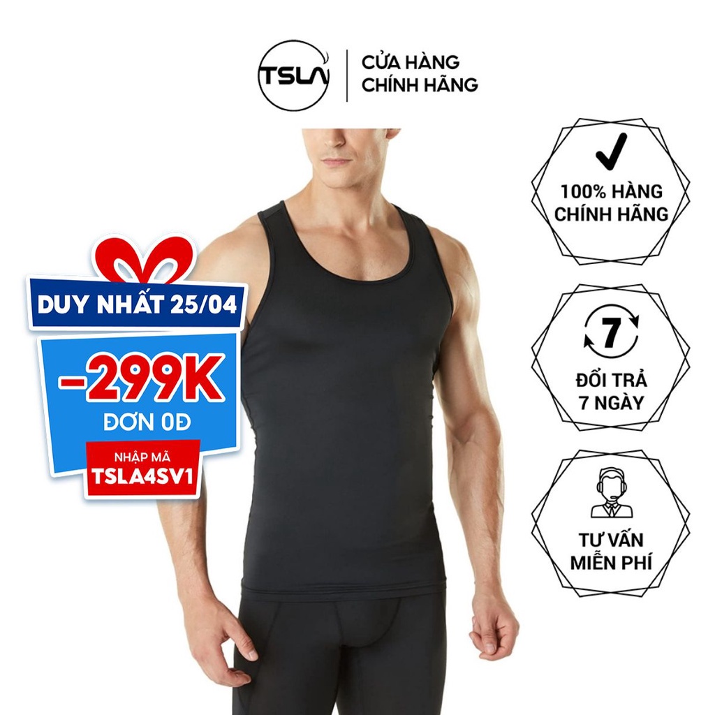 Áo ba lỗ combat thể thao nam TSLA chất thun ôm body co giãn bóng đá bóng rổ gym work out ! [