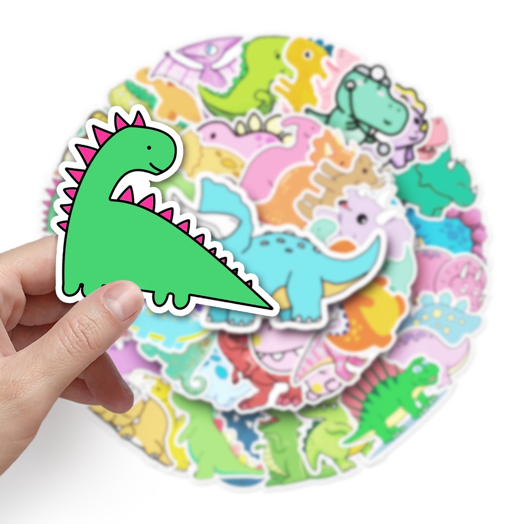 Combo 30 Sticker Chống Nước Decal Dán Điện Thoại Laptop Mũ Bảo Hiểm Vali Guitar Bình Nước Sổ Tay [KHỦNG LONG]