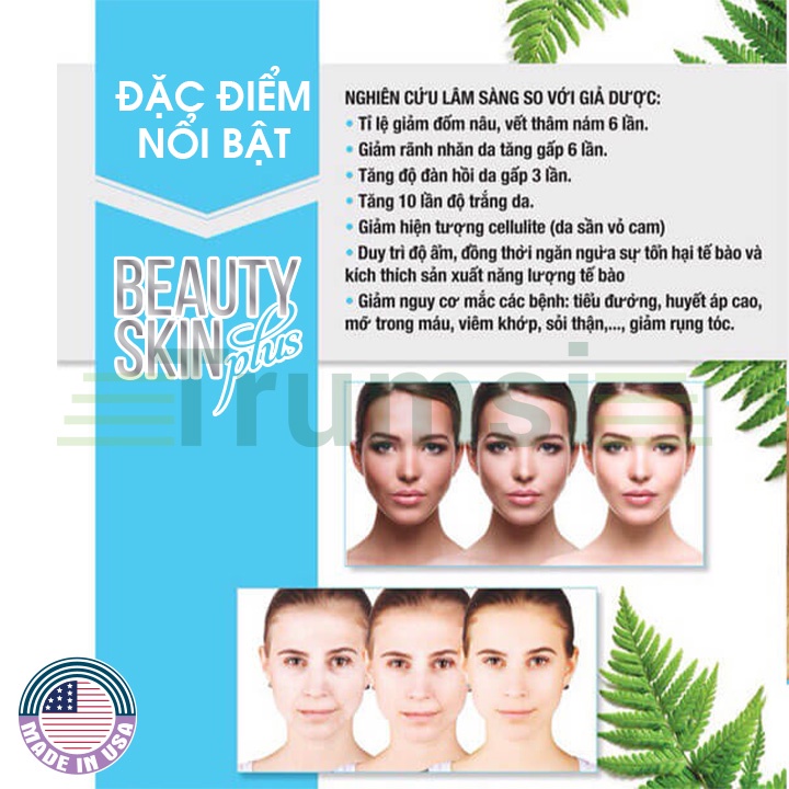 Viên Uống Trắng Da Giảm Nám Chống Nắng Và Điều Hòa Nội Tiết Tố Nữ Beauty Skin Plus USA Nhập Khẩu Chính Hãng