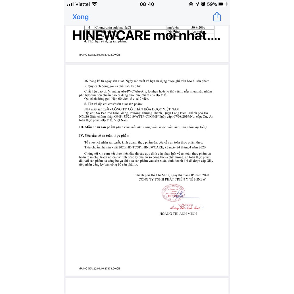 HINEWCARE - Hỗ trợ giúp khớp vận động linh hoạt, giảm đau mỏi,chống thoái hóa khớp hộp 60 viên