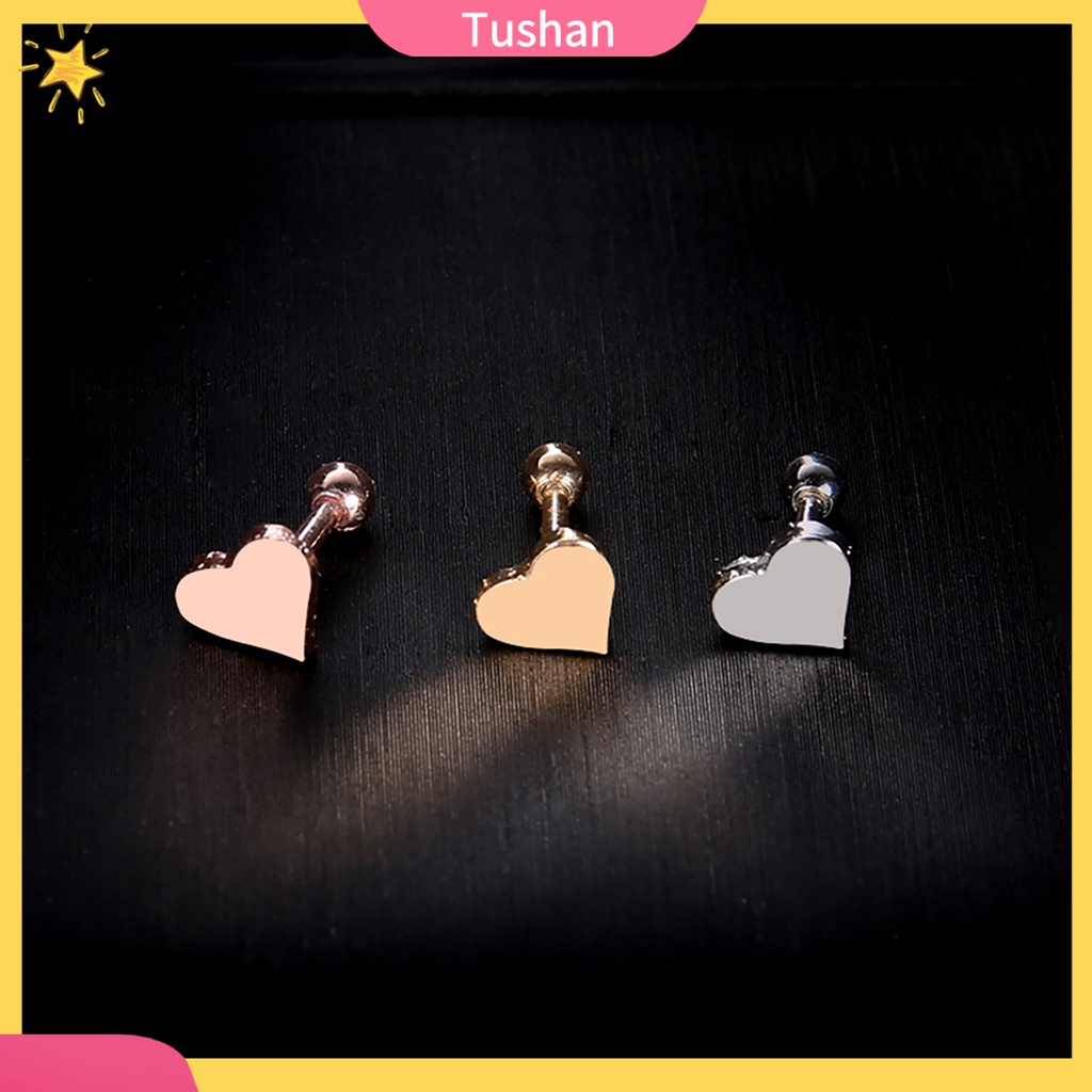 Hoa tai kiểu đinh tán hình trái tim bằng hợp kim