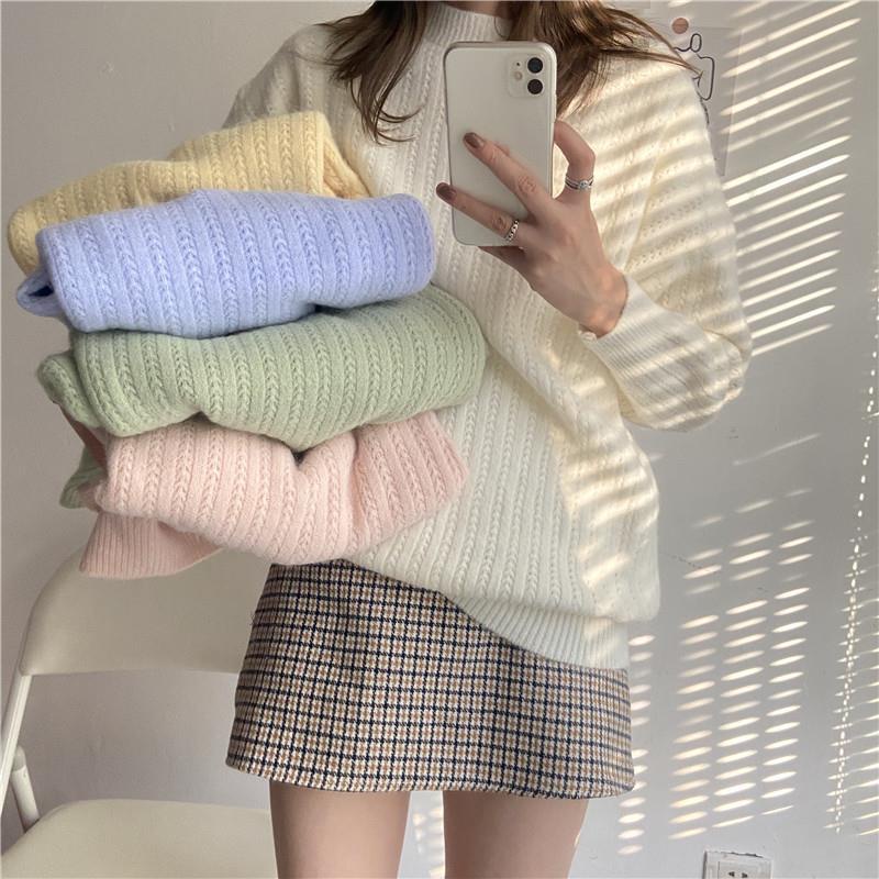 Áo len tay dài dáng rộng thời trang phong cách cho nữ