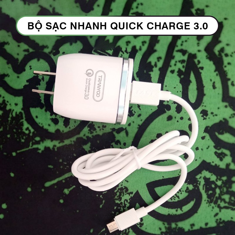 Củ Sạc Nhanh Chuẩn QC 3.0 Tích Hợp Chip Thông Minh An Toàn V70, tặng kèm cáp sạc điện thoại