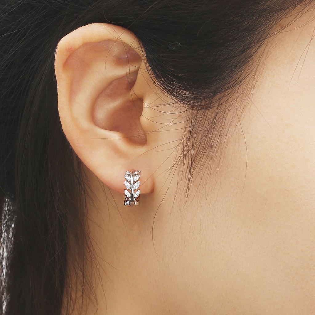 Bông tai, Khuyên Tai Nữ Hình Lá Thương Hiệu Elegance độc quyền chất liệu bạc mạ vàng