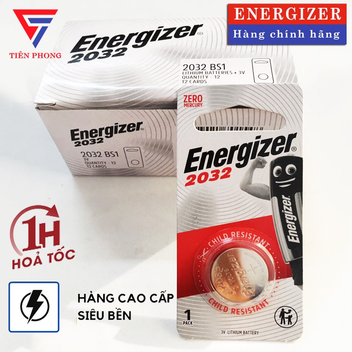 Pin CR2032 Energizer vỉ 1 viên Lithium 3V chính hãng dung lượng cao vượt trội