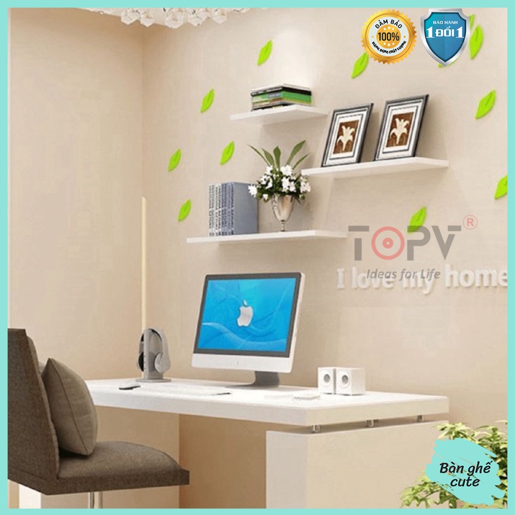 Kệ gỗ trang trí treo tường TopV decor thanh gỗ ngang gắn tường mini phòng khách phòng ngủ để cây cảnh Bàn ghế cute