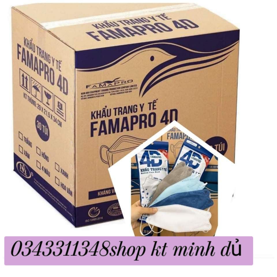 Sỉ thùng 300 cái khẩu trang 4d FAMAPRO KF94 chuân Hàng Quôc