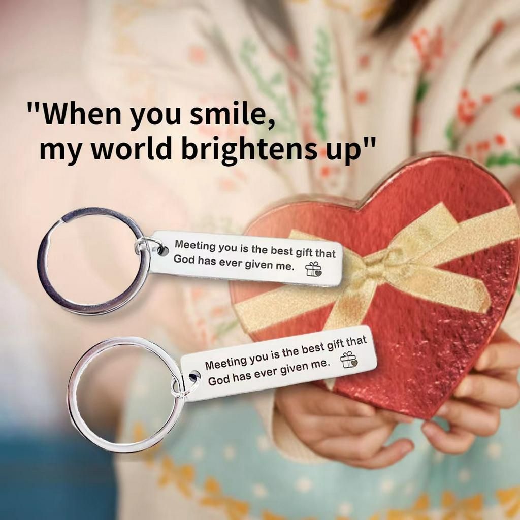 Móc Khóa Inox Khắc Chữ Meeting you is the best God Have ever given me Dùng Làm Quà Tặng Sinh Nhật / Valentine
