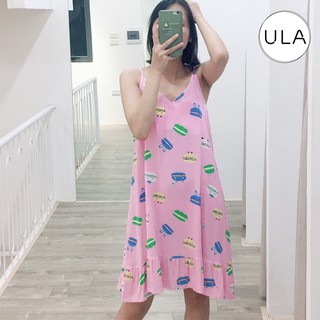 Váy ngủ mặc nhà vải lanh dáng suông bánh