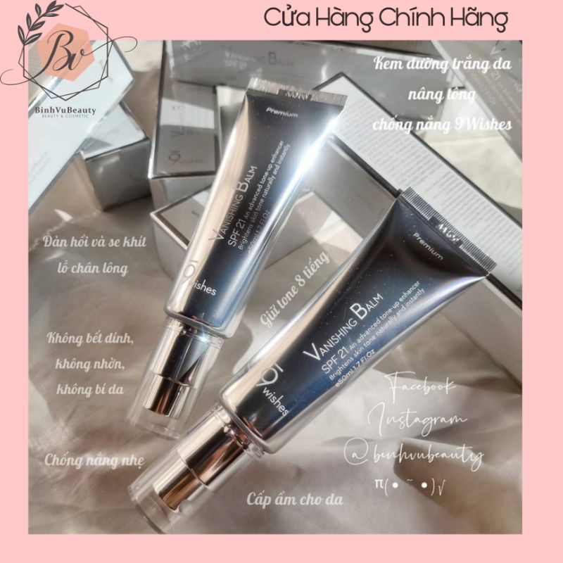 Kem Dưỡng Trắng Nâng Tông Da Và Se Khít Lỗ Chân Lông 9wishes 50ml