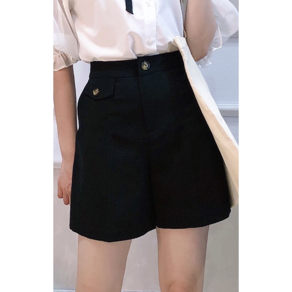 Quần short nữ kaki vitex cạp cao tôn dáng, quần đùi có nắp túi, Hàng thiết kế Hachidesigns | BigBuy360 - bigbuy360.vn