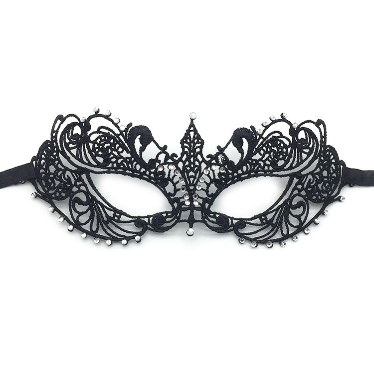 Mặt Nạ Che Mắt Phối Ren Đính Đá Hóa Trang Halloween Cho Nữ