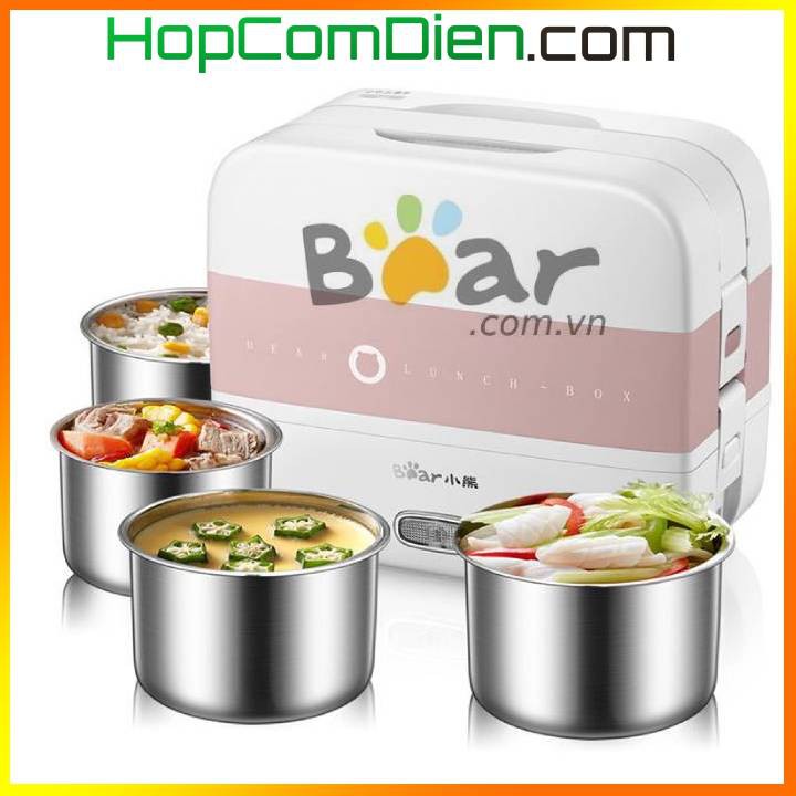 Hộp cơm hâm nóng BEAR 4 chén inox 2 tầng DFH-B17H1