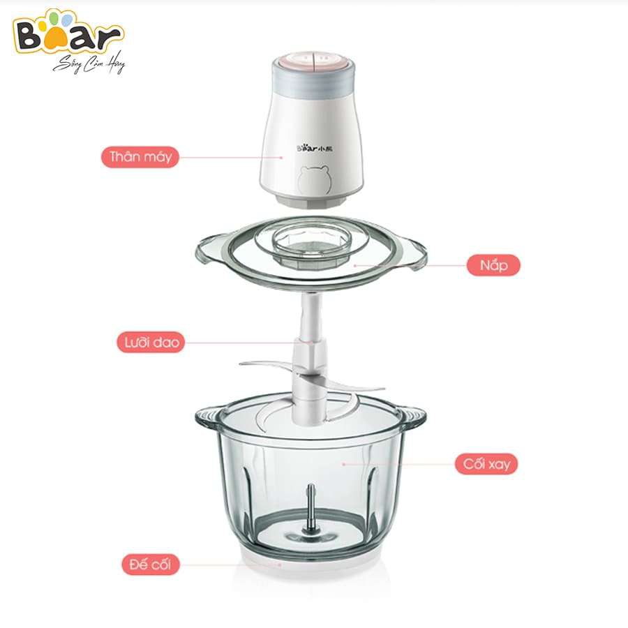 Máy xay thức ăn Bear 2L QSJ-B02Q1. Máy xay thức ăn chính hãng 2L BAER| Gia dụng HAGU