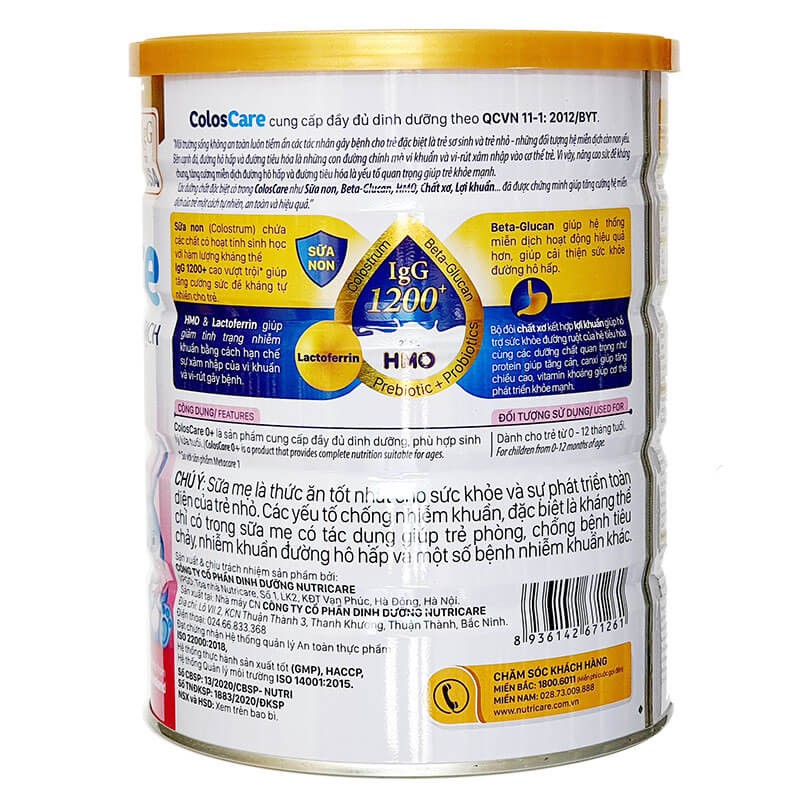 Sữa ColosCare 0+ 1200 igG 800g [Date 2024]