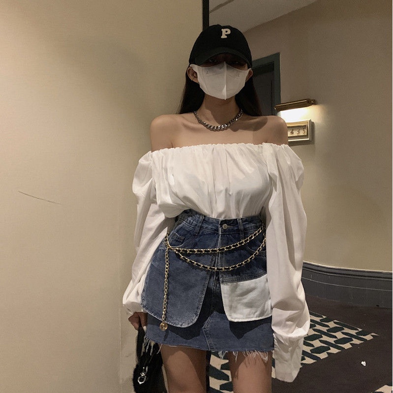 Chân Váy Denim Chữ A Lưng Cao Có Túi Phong Cách Hong Kong Thời Trang Mùa Hè Hàng Mới Dành Cho Bạn Nữ