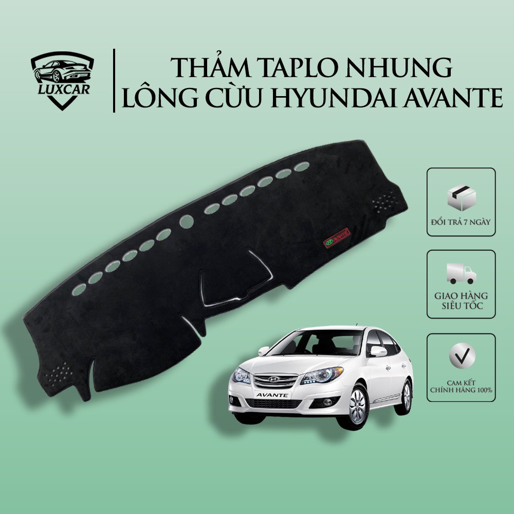 Thảm Taplo Nhung Lông Cừu LUXCAR Xe HYUNDAI AVANTE - Đế cao su chống trượt đời xe 2008-2012