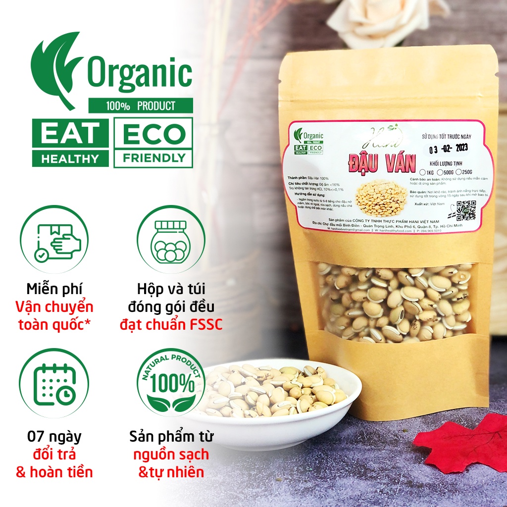 1kg Đậu Ván Trắng Nguyên Hạt Chuẩn Sạch, Hạt Đậu Ván Nấu Chè , Xôi Loại 1 ✔️ Nông sản HANI FOOD