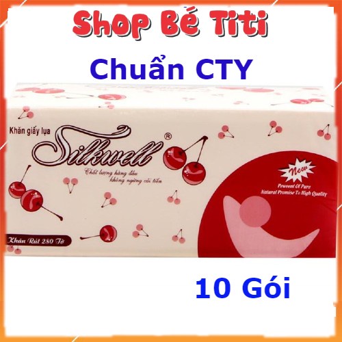 Combo 10 gói Giấy ăn rút Silkwell đỏ 280 tờ