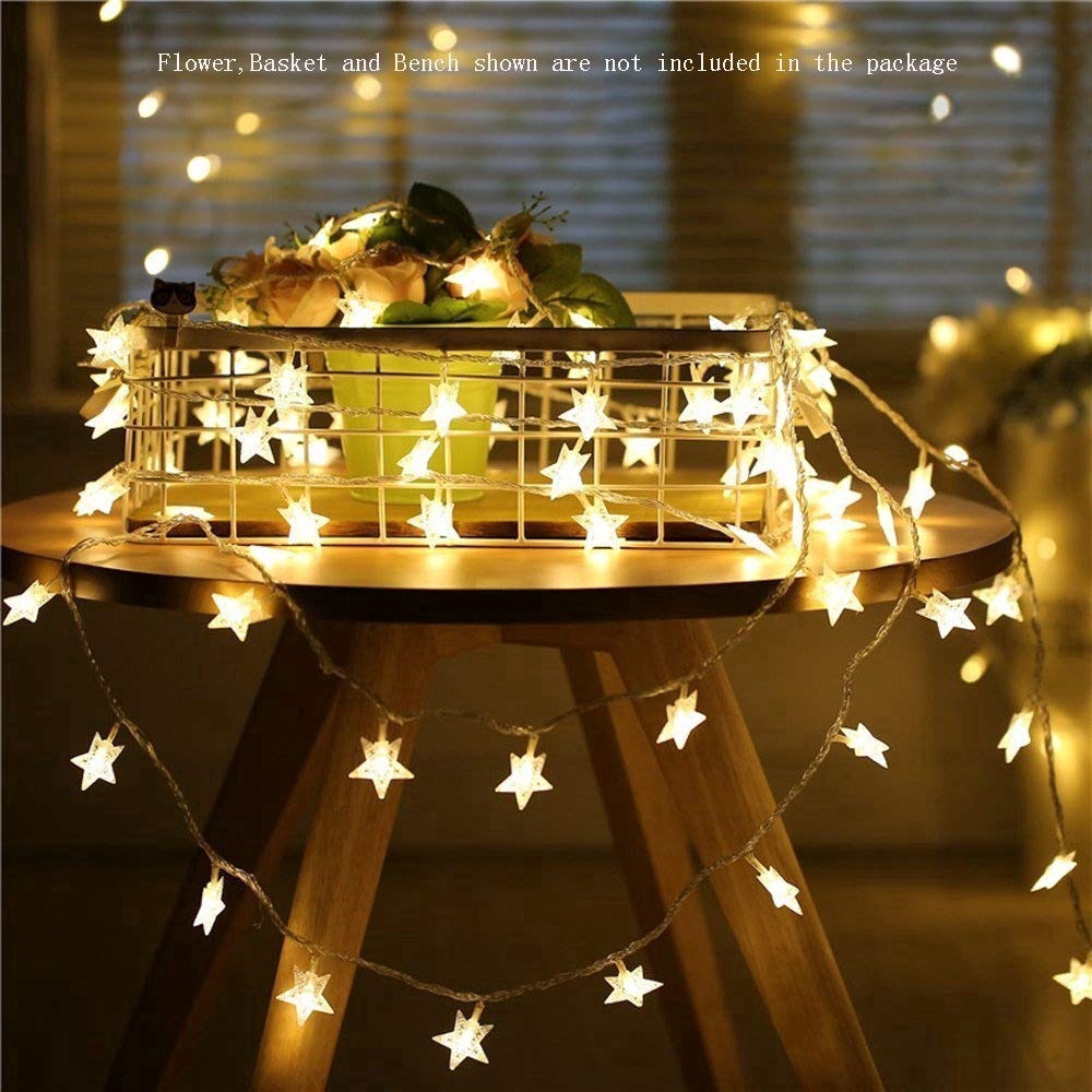 Dây đèn led dài 2.5m gồm 20 bóng hình ngôi sao/ bông tuyết trang trí Giáng Sinh