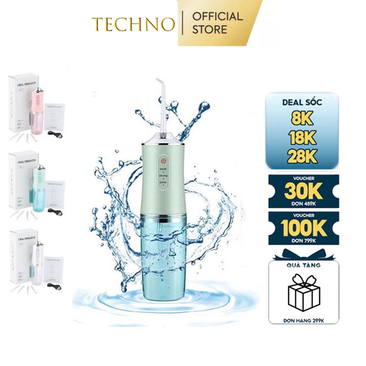 Máy tăm nước nha khoa Oral Irrigator bản cao cấp 2022 - mẫu máy tăm nước cầm tay với 4 đầu làm sạch đa năng bán cực chạy
