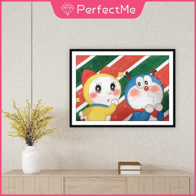 (Hàng Có Sẵn) Bộ 1 Tranh Đính Đá Tự Làm Hình Doraemon 5D Trang Trí Nhà Cửa Kích Thước 30 x 40 cm