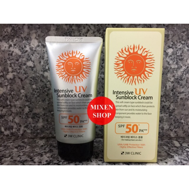 {Chính Hãng - Ảnh Thật} Kem chống nắng 3w Clinic Intensive UV Sunblock Cream SPF 50