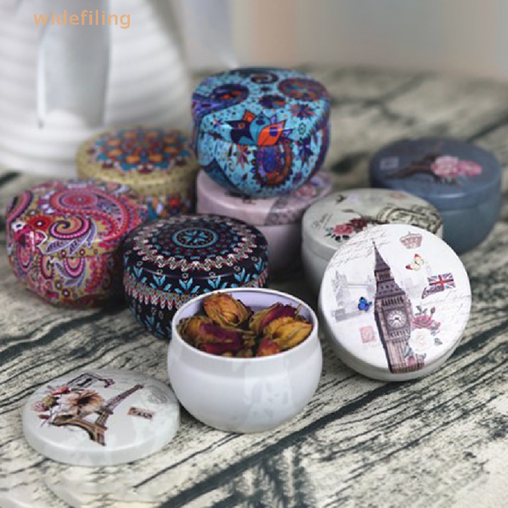 Hộp Thiếc Đựng Trà / Kẹo Họa Tiết Hoa Phong Cách Retro