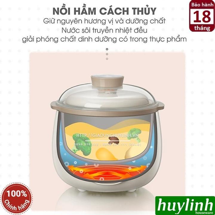 Nồi nấu chậm, chưng yến, nấu cách thuỷ Bear SUBE001 - Lõi sứ 0.8 lít - Kèm xửng hấp 1 lít